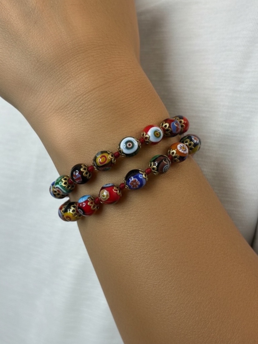 Authentic Italian “Millefiori” Crystal Beaded Bracelets Set of 3